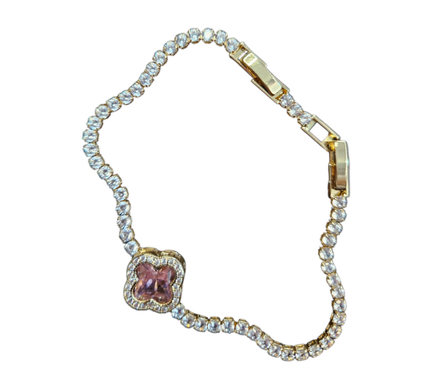 Luxury Zircon Tennis Bracelet with Clover Charm