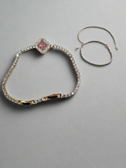 Luxury Zircon Tennis Bracelet with Clover Charm