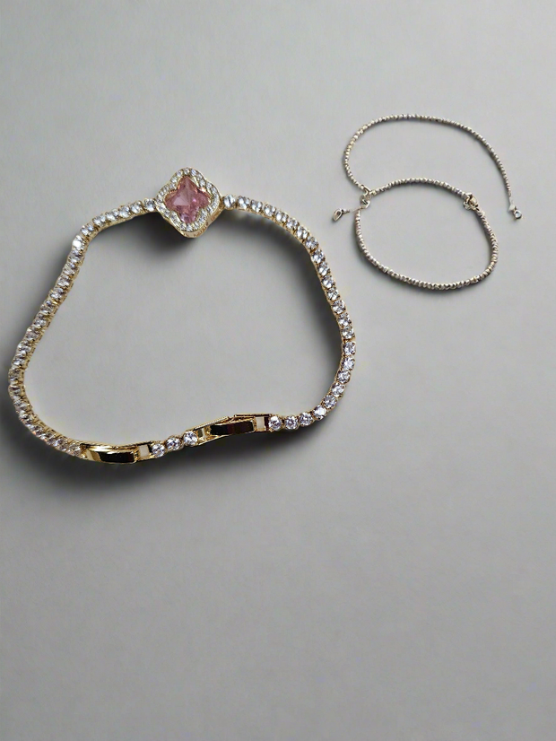 Luxury Zircon Tennis Bracelet with Clover Charm