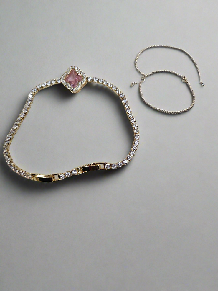 Luxury Zircon Tennis Bracelet with Clover Charm