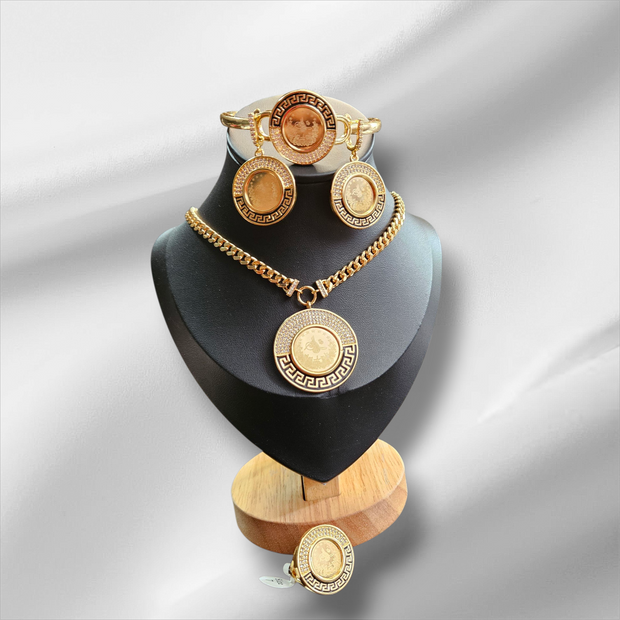 Dubai-Style 18K Gold Coin Jewelry Set 4-Piece
